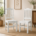 Wooden Dining Chair (White Distress) – Set of Two