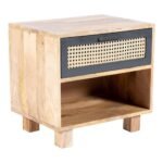 Cavaro Cane Handcrafted Mango Wood Bedside Table with Cane Drawer | Made in India - Image 2