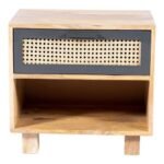 Cavaro Cane Handcrafted Mango Wood Bedside Table with Cane Drawer | Made in India - Image 6