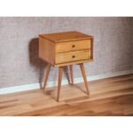 Mid-Century Solid Sheesham Wood Nightstand (Brown)
