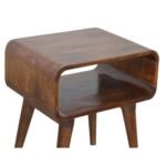 Arcora Solid Sheesham Wood Curved Bedside Table - Image 3