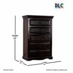 Royal Elephant Handcrafted Sheesham Wood Chest of Drawers – Dark Brown - Image 5