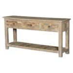 Sundra Reclaimed Mango Wood Console Table | Sandblasted Sun-Washed Finish (59.06″ × 15.75″ × 35.43″) - Image 6