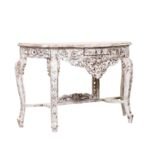 Élise French Arched Hand-Carved Solid Wood Console Table | Antique White Finish (47.24″ × 15.75″ × 29.92″) - Image 3
