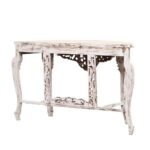 Élise French Arched Hand-Carved Solid Wood Console Table | Antique White Finish (47.24″ × 15.75″ × 29.92″) - Image 5