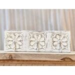 Pushpika Hand-Carved Floral Wooden Wall Hook Rack | Solid Mango Wood White Finish (30 cm) - Image 3