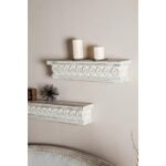 Shailja Wooden Floating Wall Shelf | Hand-Carved Mango Wood Shelf – India