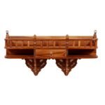 Vatsala Hand-Carved Teak Wood Wall Rack with Drawer | Traditional Bracket Shelf (37″ × 7″ × 16″) - Image 3