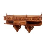 Vatsala Hand-Carved Teak Wood Wall Rack with Drawer | Traditional Bracket Shelf (37″ × 7″ × 16″) - Image 2