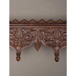 Shrinika Hand-Carved Mango Wood Wall Bracket Shelf | Traditional Engraved Wooden Wall Shelf (25″ × 4″ × 8″) - Image 3
