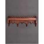 Shrinika Hand-Carved Mango Wood Wall Bracket Shelf | Traditional Engraved Wooden Wall Shelf (25″ × 4″ × 8″) - Image 4