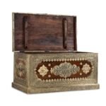 Rajghar Pitara – Solid Sheesham Wood Brass Fitted Trunk Coffee Table (Teak Finish) - Image 2