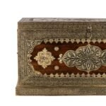 Rajghar Pitara – Solid Sheesham Wood Brass Fitted Trunk Coffee Table (Teak Finish) - Image 3
