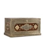 Rajghar Pitara – Solid Sheesham Wood Brass Fitted Trunk Coffee Table (Teak Finish) - Image 5