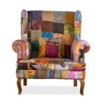 Rajdhani Royale Solid Wood Patchwork Sofa Chair | Handmade Multicolor Lounge Chair for Living Room - Image 2