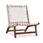 Aranya White Macrame Chair | Handwoven Lounge Chair in Solid Acacia Wood (24 × 34 × 32 in) - Image 6