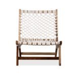 Aranya White Macrame Chair | Handwoven Lounge Chair in Solid Acacia Wood (24 × 34 × 32 in) - Image 2