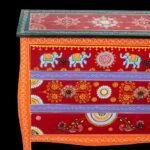 Rangrez Red Hand-Painted Chest of Drawers | Solid Mango Wood, Multicolor Finish (36 × 14 × 30 in) - Image 6