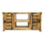 Forgeon Solid Reclaimed Wood Industrial Plasma Stand | Entertainment Unit, Brown Finish (150 × 40 × 50 cm) - Image 6