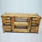 Forgeon Solid Reclaimed Wood Industrial Plasma Stand | Entertainment Unit, Brown Finish (150 × 40 × 50 cm) - Image 2