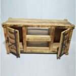 Forgeon Solid Reclaimed Wood Industrial Plasma Stand | Entertainment Unit, Brown Finish (150 × 40 × 50 cm) - Image 3