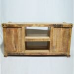 Forgeon Solid Reclaimed Wood Industrial Plasma Stand | Entertainment Unit, Brown Finish (150 × 40 × 50 cm) - Image 5