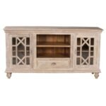 Carri Whitewash Solid Mango Wood Glass Door Cabinet | Handcrafted Storage Unit (62 × 14 × 32 in) - Image 5