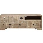 Kavira Solid Mango Wood TV Cabinet | Handcrafted Natural Finish TV Unit (49.2″) - Image 3