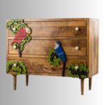 Pakshi Hand-Carved Bird Design Chest of Drawers | Solid Mango Wood, Multicolor Finish (36.2 × 29.9 × 18.5 in) - Image 2