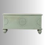 Wooden Carved Storage Coffee Table Trunk (Gray) - Image 3
