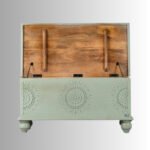 Wooden Carved Storage Coffee Table Trunk (Gray) - Image 5