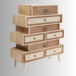 Handcrafted Solid Mango Wood Chest with Rattan Woven Drawers | Made in India