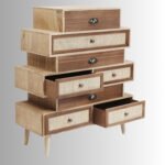 Handcrafted Solid Mango Wood Chest with Rattan Woven Drawers | Made in India - Image 2