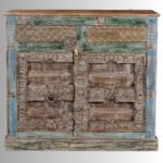 Antique Vintage Doors Cabinet with Drawers (Multicolor) - Image 4