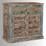 Antique Vintage Doors Cabinet with Drawers (Multicolor)
