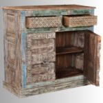Antique Vintage Doors Cabinet with Drawers (Multicolor) - Image 2