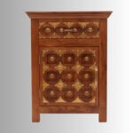 Royal Grid Teakwood Carved Night Stand (Right Side Bedside) - Image 5