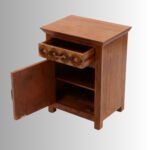 Royal Grid Teakwood Carved Night Stand (Right Side Bedside) - Image 2