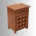 Royal Grid Teakwood Carved Night Stand (Right Side Bedside)