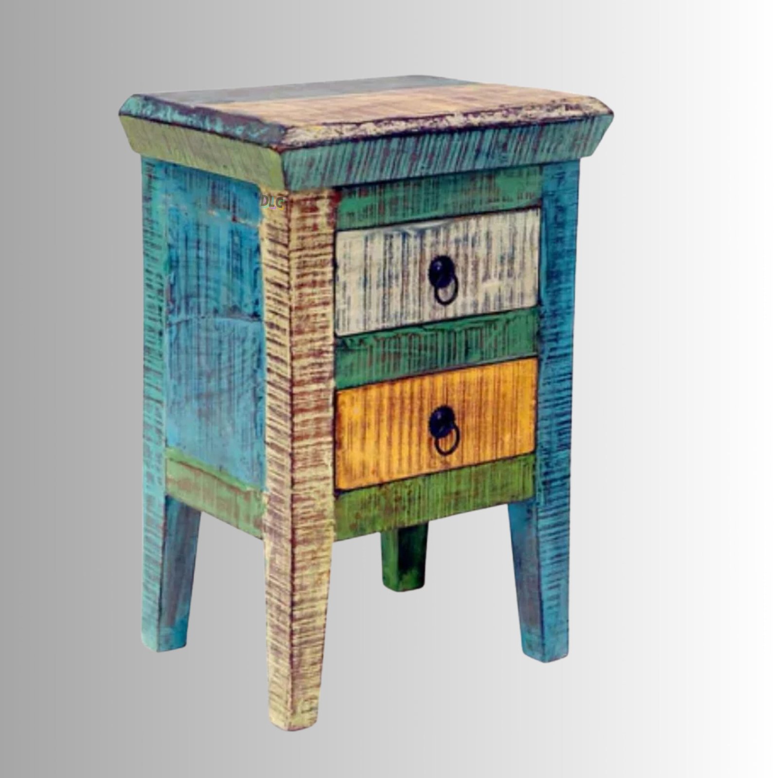 20 in - 2026-01-31T212600.447 Vintage Heritage Double Drawer Bedside Table β Multicolor Finish - Image 1