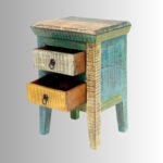 Vintage Heritage Double Drawer Bedside Table – Multicolor Finish - Image 4