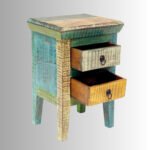 Vintage Heritage Double Drawer Bedside Table – Multicolor Finish - Image 2