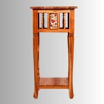 Royal Acacia Ceramic Tile Side Corner Table with Lower Shelf - Image 2