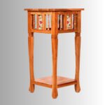 Royal Acacia Ceramic Tile Side Corner Table with Lower Shelf - Image 3