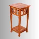 Royal Acacia Ceramic Tile Side Corner Table with Lower Shelf - Image 5