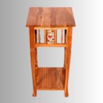 Royal Acacia Ceramic Tile Side Corner Table with Lower Shelf - Image 6