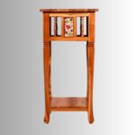 Royal Acacia Ceramic Tile Side Corner Table with Lower Shelf - Image 7