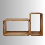 Aurelio Rectangular Cube Side Table Set of 2 (Natural Sheesham Wood) - Image 3