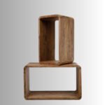 Aurelio Rectangular Cube Side Table Set of 2 (Natural Sheesham Wood) - Image 6