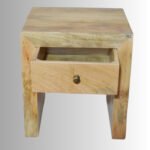 Boston Square Bedside Table – Solid Mango Wood (Natural Finish) - Image 3